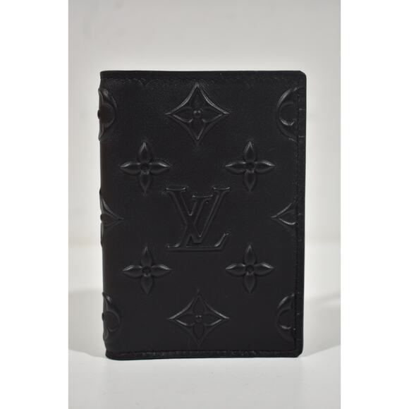 Louis Vuitton Monogram Seal Black Leather Logo Slender Pocket Organizer Wallet - Picture 2 of 10